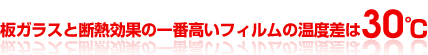 板ガラスと断熱効果の一番高い断熱フィルムの温度差は30度